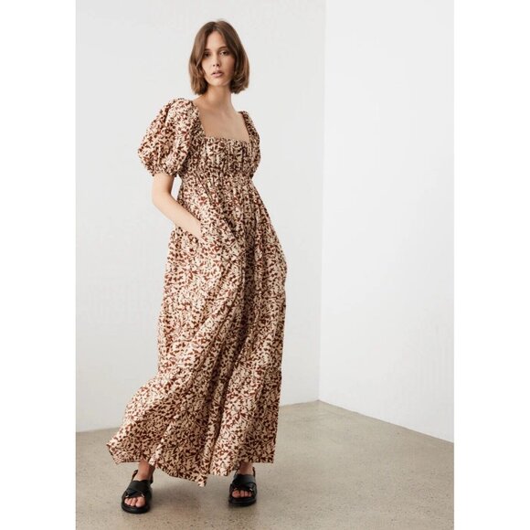 Matteau Shirred Tiered Dress Santal Maxi